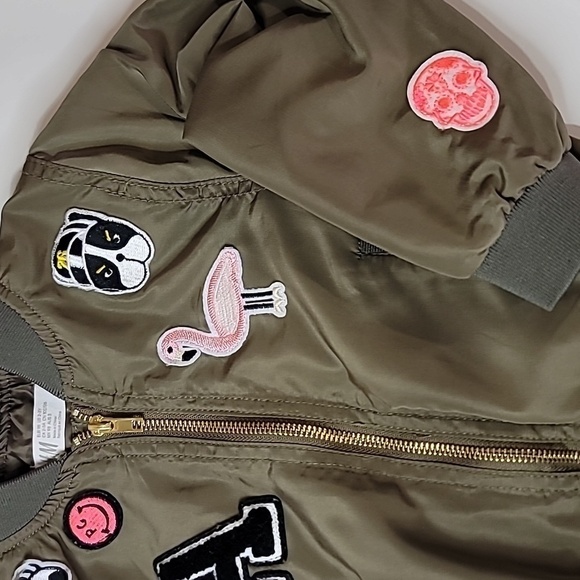3/$30 H&M Patchwork Army Green Bomber Jacket Toddler - Picture 5 of 7